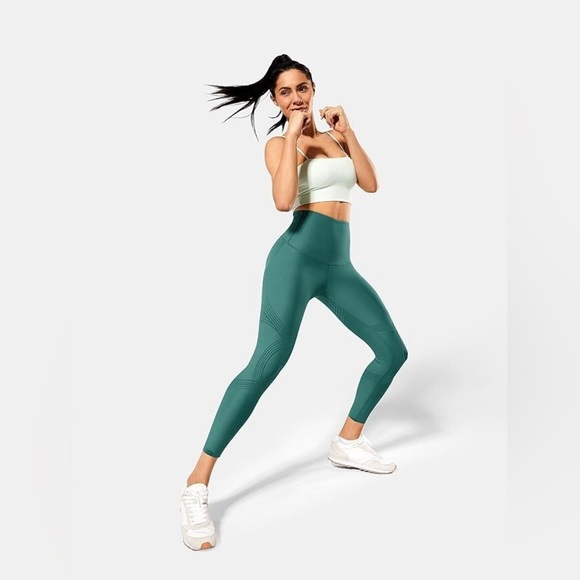 Fanka Full length Body sculpt Teal Patterned Leggings Medium? reversible tights - Picture 4 of 16